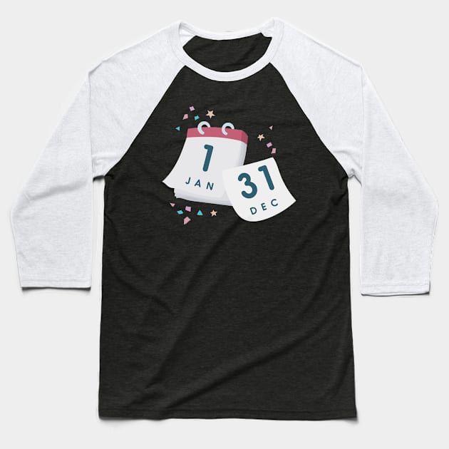 New Years Eve Calendar Baseball T-Shirt by MyBeautifulFiles